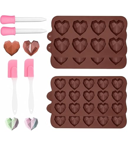 6 Stück Silikonformen Backen | Herz & Stern Formen Lebensmittelecht | Für Schokolade, Eis, Backwaren