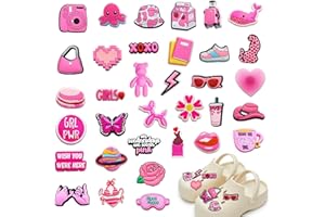 ELFINFI Für Crocs Anstecker, 37 Stück für Crocs Jibbitz, Rosa für Jibbitz Crocs, Interessant für Crocs Charms Geeignet für Schuhe, Mädchen, Frauen, Jungen, Erwachsene, Geburtstagsfeiergeschenke