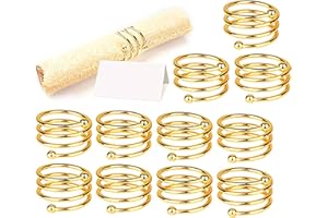 ANLOO Ronds et porte-serviettes, 6/12 pièces Anneau de serviette en métal porte-boucle de serviette pour la décoration de table (12 PCS-SPIRAL, OR)