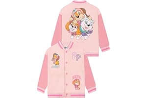 PAW PATROL Blouson aviateur Pat'Patrouille, Veste Universitaire Everest Et Skye Pour Filles, Veste En Coton Filles