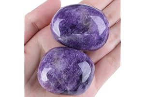 SAHOOTTIE Amethyst 1.6-1.8" Gemstone Crystal Healing Polished Tumbled Pocket Stone for Lovers Beginners Collectors 1pc