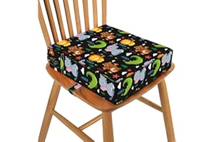 MATIVE Rehausseur Chaise Enfant,Support Plus Solide Base Antidérapante Double Sangles Sécurisées Pour Salle à Manger Pour enfant Coussin de Voyage Portable (Noir)