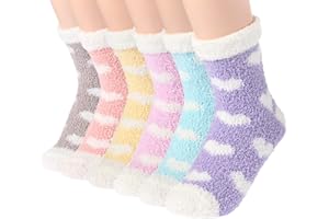 TOES HOME Fluffy Socks for Women and Girls - Soft Fuzzy Comfy Winter Warm Thicken Cozy Home Slipper Bed Socks Heart Pattern for Ladies