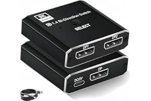 MUCHFOX DisplayPort Switch 8K Bi-directional DP Switcher 1 in 2 out / 2 in 1 out High Speed Splitter DP Switch Converter Use DP Version 1.4 Cable Supports 8K@60Hz for PC Gaming Laptop Monitor Projector HDTV