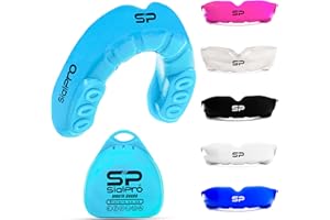 SialPro Mouth Guards for Boxing Men Adult Youth Junior Mouldable Rughby Sports Slim Fit Boil and Bite Gum Shield with Box MMA Hockey Basketball Muay Thai Football (Adult (12+ Years), Baby Blue)