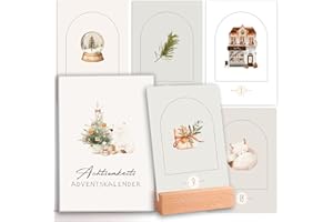GOLDZIPLES Adventskalender 2025 Frauen mit 24 Achtsamkeitsübungen - Adventskalender Freundin mit Motivationskarten & Ständer - Die Vorweihnachtszeit voll zu genießen - Geschenk für Frauen & Freundin Buchenholz