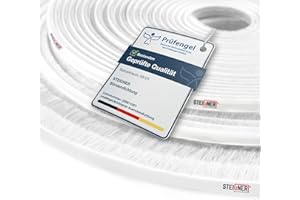 STEIGNER 5m Bürstendichtung selbstklebend Weiß, Dichtungsbürste Türdichtung Zugluftstopper, Höhe 4 mm