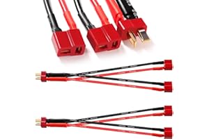 YIXISI 2 Pièces T Plug Câble de Connecteur de Batterie Parallèle, Deans T Câble Adaptateur de Câble Parallèle 1 Mâle à 2 Femelle 16AWG, Connecteur Parallèle Fiche Deans T, pour RC Lipo