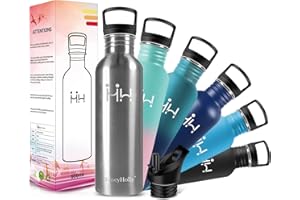 HoneyHolly Borraccia Acciaio Inox, Non Isolata Borraccia Acciaio, 500ML Senza BPA, Borraccia Bambini, Bottiglia Acqua in Acciaio Inox a Singolo Strato, per Scuola, Sport, Ciclismo, Ufficio
