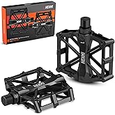 HENMI Fahrradpedale 9/16 Zoll Aluminium MTB Pedale mit Abgedichtete Lager Fahrrad Pedalen rutschfest Breites Plattformpedal f