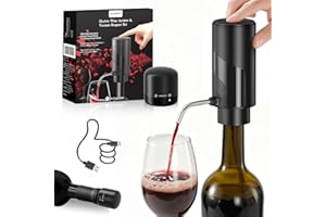 ZOYIDOUX Aireador de Vino electrico vertedor Recargable 3 en 1 dispensador automático decantador de Vino con tapón de Vino bloqueable Regalos para los Amantes del Vino, Negro