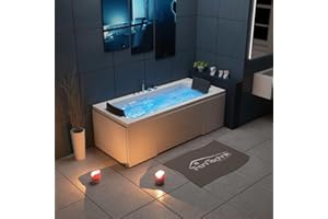 Tronitechnik® Badewanne IOS mit Whirlpool 170cmx75cm, Acrylwanne für Zwei Personen, Whirlpoolwanne mit Armatur, freistehend und vormontiert, Indoor Whirlpoolbadewanne mit LED