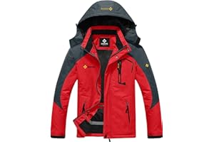 GEMYSE Chaqueta de Esquí Impermeable de Montaña para Hombre Abrigo de Invierno de Lana Antiviento con Capucha