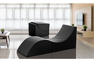 Talamo Italia - Klappbett Andreina, Pouf umwandelbar in ein Einzelbett, Chaiselongue aus Öko-Leder, 100 % Made in Italy, 130 x 50 x 50 cm, Schwarz