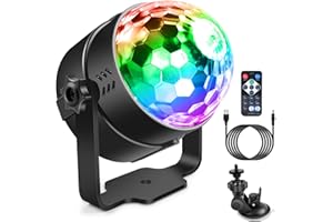 ‎SEBRUANC Discokugel, SEBRUANC Disco lichter LED Party lights Musikgesteuert Mini DJ Partylichter,Ständer mit Saugnäpfen Stroboskop Ball Bühnenlichter für KTV,Weihnachten,Home Parties,Kinder Geburtstag Geschenk