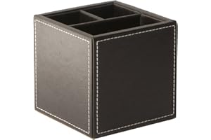 Osco Kwadratowy pojemnik na długopisy ze sztucznej skóry - brązowy