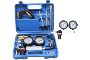 LIDOUYA TU-21 Zylinder Leck Tester Kfz-Kit Benzinmotor Kompressionstester Doppelmanometer Leakdown Detector Tool Set für Druckprüfung & Leckrate Test mit Verlängerungsstab, 0-100PSI | 0-7Bar