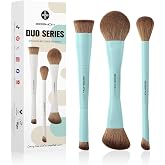 EIGSHOW Makeup Brushes, 3 Piece Makeup Brushes, Two Ended Brush Set, Soft Synthetic Fiber Cosmetic Brushes, Suitable for Liqu