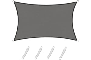 Sunnylaxx 2x3m Rectangular Toldo Vela de Sombra, Gris Toldos Exterior Terraza Protección Rayos UV para Exteriores, Pergola, Jardín,Terrazas