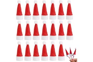 BYZANDQI Mini czapki bożonarodzeniowe, zestaw 20 sztuk, mała czapka Mikołaja, czapka Świętego Mikołaja, na butelki wina, dekoracja bożonarodzeniowa, dekoracja stołu