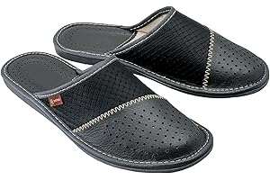 ESTRO Chaussons Hommes Pantoufle Chausson Homme Cuir Mules Pantoufles M55