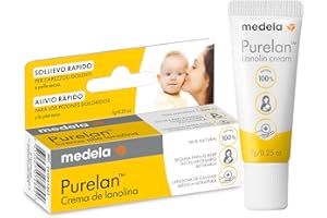 Medela Purelan - Crema de lanolina de 7 g, ayuda rápida para pezones estresados y piel seca, 100% natural, hipoalergénica, dermatológicamente probada y sin fragancia