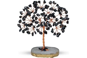 PYOR Black Tourmaline Gemstone - Indoor Bonsai Tree - Black Tourmaline Stones - Artificial Trees - Black Tourmaline Crystals - Crystal Tree - Feng Shui Money Tree - Crystal Tree For Positive Energy
