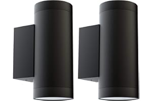 Klighten 2 Pezzi Applique da Parete Esterni Nera IP65 Su Giù Lampada da Parete Applique da Esterno in Alluminio Moderna per giardino corridoio cortile, Attacco GU10, Lampadina non Inclusa