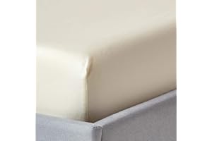 HOMESCAPES Spannbettlaken Bio-Baumwolle 180x200 cm Creme-vanille, Satin Bettlaken mit Gummizug