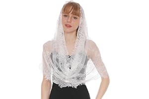 Hayaww schleier lang Kapelle Schleier Spitzenschleier Brautschleier Schleier Schals Schleier Wraps Spitze Kapelle Schleier Katholisch Schleier Hochzeit Mantilla Schleier FüR Festlich Fasching