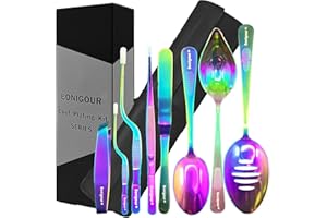 Bonigour Professiona Plating Tools - 9-teiliges Set - Kulinarisches Chef-Plating-Set - Hohe Spatelzange, Fischspatel, Plating-Löffel, Chef-Pinzette - Küchen-Plating-Utensilien
