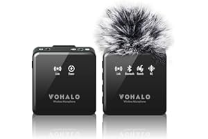 VOHALO Lavalier Mikrofon Wireless mit Echtzeitüberwachung Audio Ducking Begleitung Reverb Stummschaltung Rauschunterdrückung Bluetooth Mikrofon für iPhone iPad Android Phone PC