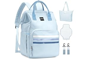 WEPLAN Borsa Zaino Fasciatoio, Zaino Mamma Zainetto Fasciatoio Grande Zaino Neonato Multifunzione Mamma Multifunzione Borsa Bebè con Borsa Tote e Fasciatoio Portatile, Cinghie per Passeggini