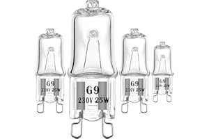 EKSAVE 4 x G9 Halogen Oven Bulbs 25W 230V for Microwave Oven Cooker Bulb Wax Melt 370lm 300 Degree C Heat Tolerant Light Bulbs