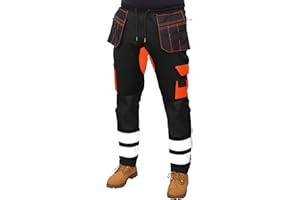 HASHOOB Mens Hi Viz Work Trousers Fleece Work Joggers Army Trousers ST-02