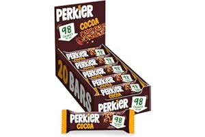 Perkier Cocoa Low Calorie Snack Bars (20 Pack) – Vegan – Gluten Free – Protein – High Fibre – Lower Sugar - Natural Ingredients – Lower Calorie – Healthy – No Palm Oil