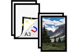 HENGI 4 Stück Magnetrahmen A3 Info-Rahmen Selbstklebend, Plakatrahmen Magnetisch Blatthalter Transparent Magnettasche, Schnelles Wechseln von Aushängen Dokument-Halter
