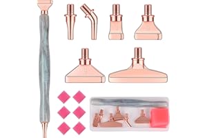 papasgix 14Pcs Diamond Painting Pens Kits, Glitter Diamond Art Metal Drill Pen Tips with Multi Replacement Pen Heads, 5D Diamond Painting Accessories Tools for DIY Craft Crystal(Silver Rose)