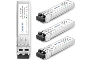 QINIYEK 10GBase-SR SFP+ Transceiver,10G Multimode SFP+ LC Module,850nm MMF,Fino a 300 m,Compatibile con Cisco SFP-10G-SR,Ubiquiti UF-MM-10G,Fortinet,Mikrotik,Netgear,Supermicro (Confezione da 4)