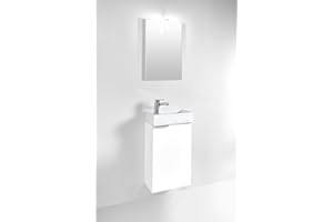 Homexperts GIZO Gastebad Set, Holzwerkstoff, Hochglanz weiß, 41 x 25 x 128 cm