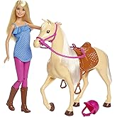 Barbie ve G&uuml;zel Atı Oyun Seti, Sarışın bebekli, 3 yaş ve &uuml;zeri, FXH13