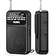 PRUNUS J-555 Pocket Radio AM FM USB-C Charging& Battery Operated, Excellent Reception Clear Speaker and Earphone Jack, Back Clip, Flashlight, Transistor, Portable AM FM, Mini(Black)