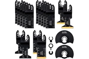 GENERISCH Yerbay 21 PCS Lame Scie Oscillante,Universelle Outil Multifonction Saw Blades Accessoires Kit pour métal bois plastique, pour Makita Dremel Bosch Fein Ryobi Milwaukee Dewalt Multimaster etc