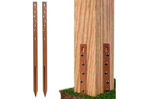 GROWNEER 2PCS Timber Fence Post Repair Stakes Kit 75cm (29.5") Heavy Duty Fence Post Stakes Ground Spike Reinforces and Repairs Damaged or Broken Post(to fix 1 Broken Wood Post)