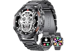 SUNKTA Herren Smartwatch mit Anruf Bluetooth für Android iOS 400 mAh 100+ Sport Modus Männer Smartwatch 2 Armbänder schwarz Edelstahl Smartwatch Herren Herzfrequenz Schlaf Gesundheit Monitor