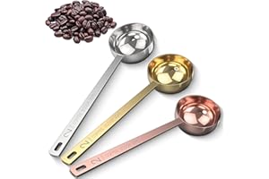 BULL TIGER PRESTIGE 3 Pezzi Cucchiai Dosatori per Caffè, 30ml Misurino Proteine Misurino Dosatore Misurino Pressa Caffe in Acciaio Inox Cucchiai Dosatori Caffè Manico Lungo per Misurazione Latte Polvere Caffè e Chicchi