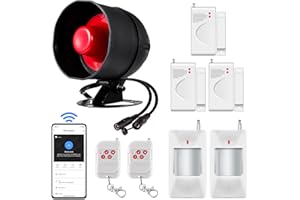 TOWODE WIFI Sistema de Alarma Kit con Sirena de 115dB, Sensor de Movimiento, Sensor de Puerta y Ventana y Sistema de Alarma de Seguridad con Control Remoto
