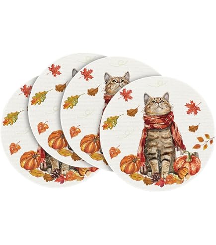 Sets De Table Halloween Artoid Mode (lot De 4) - PVC Antidérapant, Motifs Araignées, Sorcières, Citrouilles, Chats