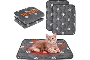 BEAUTYZOO Self Warming Cat Bed Pad, Self Heating Dog Bed Mat, Heated Cat Bed for Indoor Outdoor Cats, Thermal Warmer Pet Pad for Kitten Puppy Washable Non-Slip Chew Proof, 2 Pack 16 x 20 Inches Gray