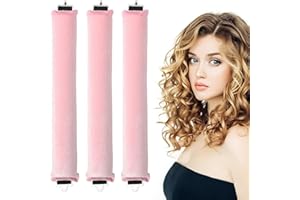 Dwzain Heatless Curlers 3Pcs Hair Rollers,Hair Curlers for Long Medium Hair,Overnight Heatless Curlers Blowout Rods for Lazy People to Sleep Curling Hair Big Waves,Soft Velvet Hair Curler DIY-Pink
